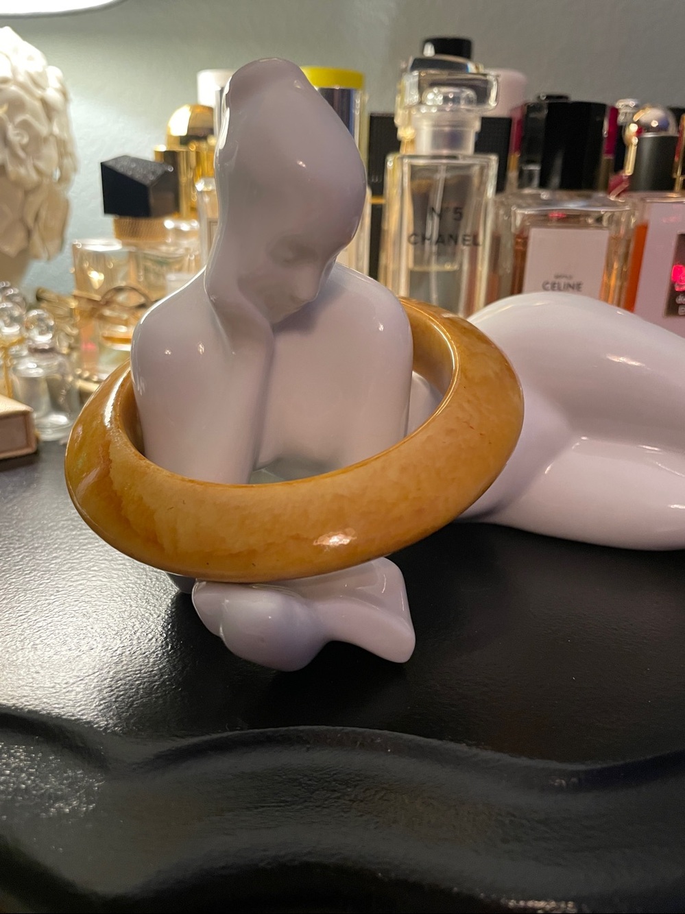 ♥️ Marbled Butterscotch Bakelite/Resin type Bangle Bracelet - Women Jewelry
